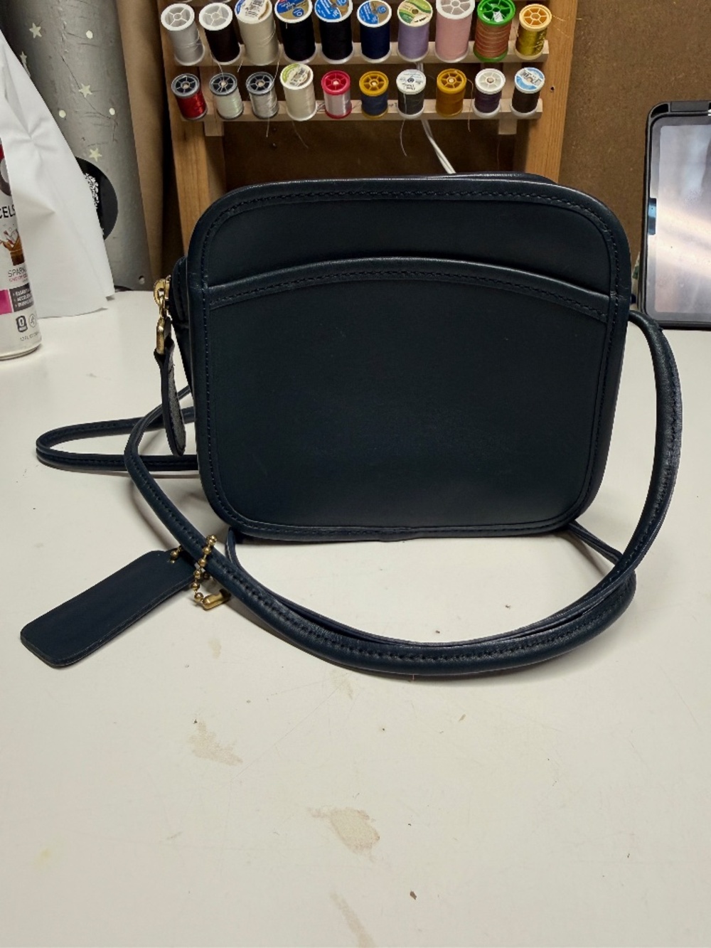 Vintage Coach 101-30 Navy Leather Mini Crossbody Bag Rare Pre-1994 USA